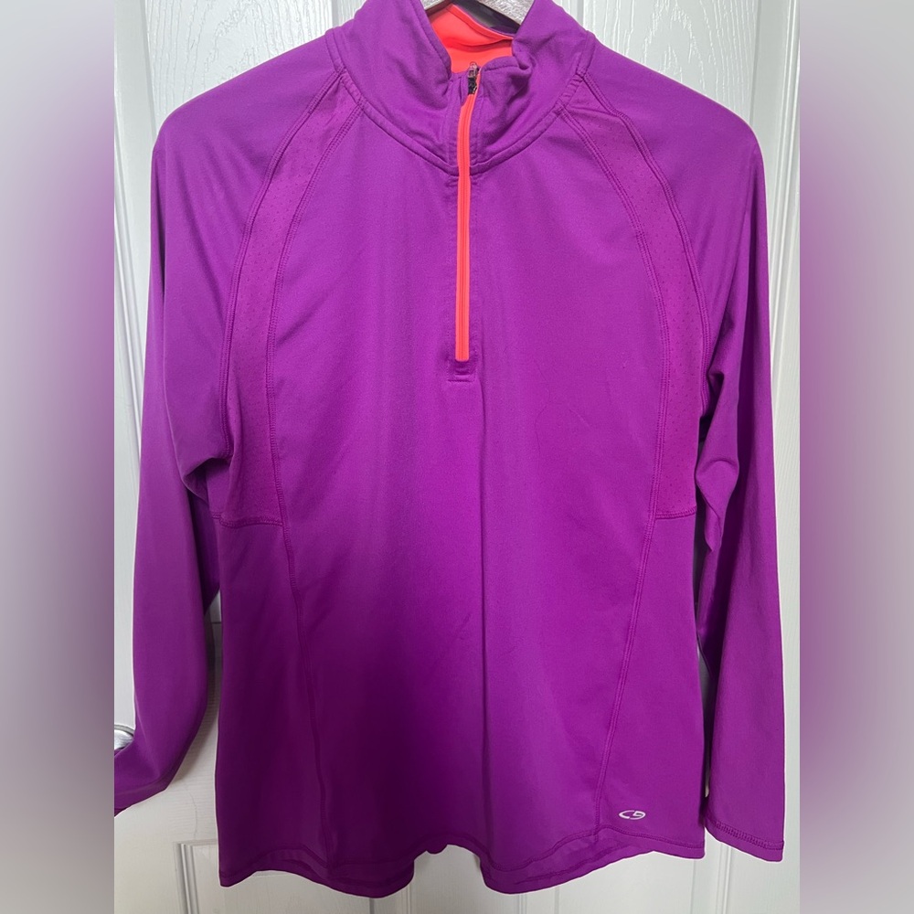 Champion Purple Long Sleeve Top with Orange Zipper